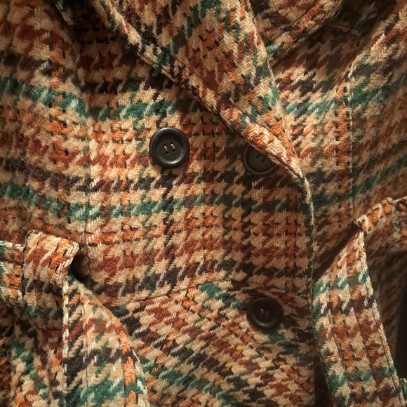 Vintage 70s Funky Double Breasted Tie Belt Utex Wool Blend Overcoat sz 13/14 - Picture 2 of 14